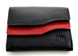Mini kožená peněženka DD - černo červená