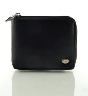 Pánská kožená peněženka na zip - černá