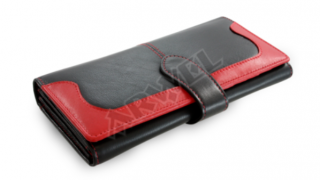Podlouhlá dámská kožená peněženka Arwel černočervená