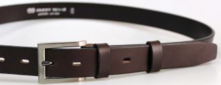 Společenský tmavě hnědý kožený opasek  115 cm - Penny Belts