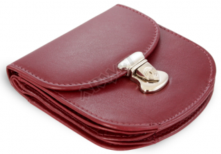 Vínová malá dámská kožená peněženka se zámečkem