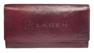 Vínová podlouhlá kožená peněženka Lagen