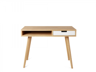 Designový dřevěný psací stůl se šuplíkem LEA 100 cm bílý Kvalita dřeva: 2. Kombinace dubového masivu a dýhované DTD desky, Strana: Vpravo