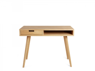 Designový dřevěný psací stůl se šuplíkem LEA 100 cm přírodní Kvalita dřeva: 2. Kombinace dubového masivu a dýhované DTD desky, Strana: Vlevo