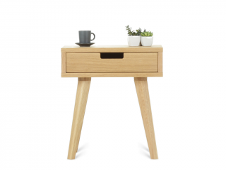 Designový noční stolek se šuplíkem LUNA přírodní Kvalita dřeva: 2. Kombinace dubového masivu a dýhované DTD desky
