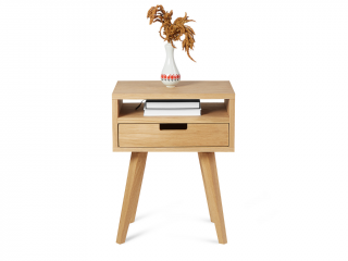 Dřevěný noční stolek ve scandi stylu HYLLE přírodní Kvalita dřeva: 1. Dubový masiv třídy A