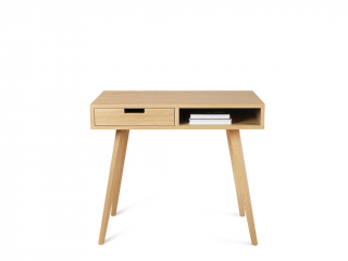 Moderní dřevěný psací stůl se šuplíkem LEA 90 cm přírodní Kvalita dřeva: 2. Kombinace dubového masivu a dýhované DTD desky, Strana: Vlevo