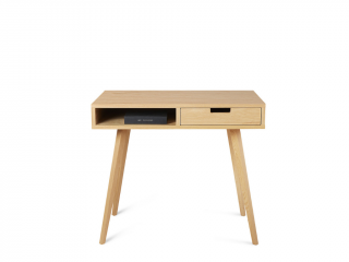 Moderní dřevěný psací stůl se šuplíkem LEA 90 cm přírodní Kvalita dřeva: 2. Kombinace dubového masivu a dýhované DTD desky, Strana: Vpravo