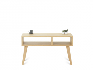 Moderní konferenční stolek VIDE s asymetrickými policemi Kvalita dřeva: 1. Dubový masiv třídy A