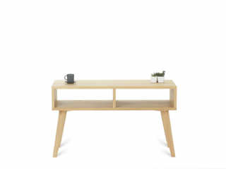 Moderní konferenční stolek VIDE se symetrickými policemi Kvalita dřeva: 1. Dubový masiv třídy A