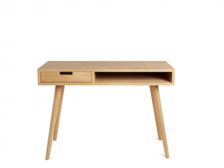 Skandinávský psací stůl ze dřeva se zásuvkou LEA 110 cm přírodní Kvalita dřeva: 2. Kombinace dubového masivu a dýhované DTD desky, Strana: Vlevo