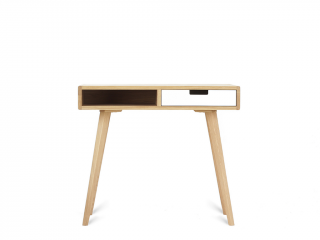 Zaoblený dřevěný psací stůl se šuplíkem LEA FLO 90 cm bílý Kvalita dřeva: 2. Kombinace dubového masivu a dýhované DTD desky, Strana: Vpravo