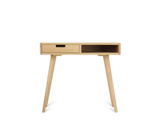 Zaoblený dřevěný psací stůl se šuplíkem LEA FLO 90 cm přírodní Kvalita dřeva: 1. Dubový masiv třídy A, Strana: Vlevo