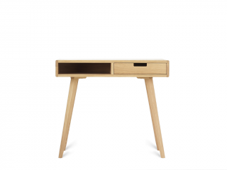 Zaoblený dřevěný psací stůl se šuplíkem LEA FLO 90 cm přírodní Kvalita dřeva: 2. Kombinace dubového masivu a dýhované DTD desky, Strana: Vpravo