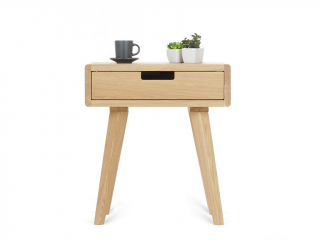 Zaoblený noční stolek ze dřeva LUNA FLO přírodní Kvalita dřeva: 1. Dubový masiv třídy A