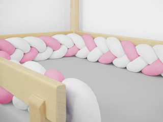Bavlněný mantinel pletený do copu ze 3 pramenů Zvolte barvu: Bílo-růžová, Zvolte rozměr: 300 cm (3 metry)