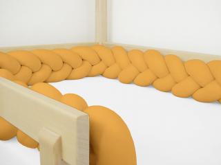 Bavlněný mantinel pletený do copu ze 3 pramenů Zvolte barvu: Hořčicová, Zvolte rozměr: 350 cm (3,5 metru)