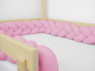 Bavlněný mantinel pletený do copu ze 3 pramenů Zvolte barvu: Růžová, Zvolte rozměr: 350 cm (3,5 metru)