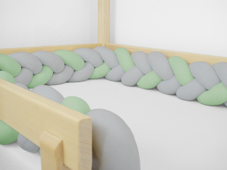 Bavlněný mantinel pletený do copu ze 3 pramenů Zvolte barvu: Šedo-lesní zelená, Zvolte rozměr: 350 cm (3,5 metru)