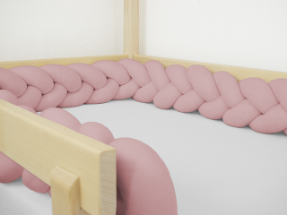 Bavlněný mantinel pletený do copu ze 3 pramenů Zvolte barvu: Starorůžová, Zvolte rozměr: 350 cm (3,5 metru)