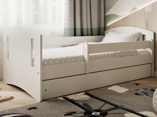 Bílé dětské jednolůžko CLASSIC s plnými čely Zvolte rozměr: 80x180 cm, Zvolte šuplík: Se šuplíkem, Zvolte matraci: Bez matrace