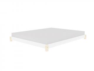 Designové dvoulůžko TATAMI v japonském stylu Zvolte barvu hranolů: Nelakovaná, Zvolte barvu ploch: Bílá, Zvolte rozměr: 180x200 cm