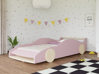 Dětská auto postel ve tvaru FERRARI F40 80x160 cm Zvolte barvu: Pastelově růžová - transparentní