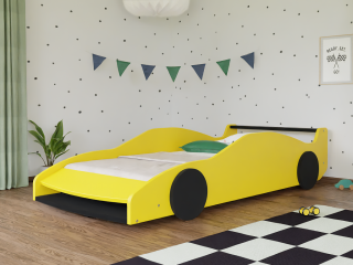 Dětská auto postel ve tvaru FERRARI F40 80x160 cm Zvolte barvu: Žlutá - černá