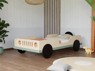 Dětská auto postel ve tvaru JEEPU BEEP 80x160 cm Zvolte barvu: Transparentní - bílá