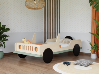 Dětská auto postel ve tvaru JEEPU SAFARI 80x160 cm Zvolte barvu: Tmavě šedá