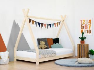 Dětská dřevěná postel NAKANA ve tvaru teepee Zvolte barvu: Transparentní vosková lazura matná, Zvolte rozměr: 90x180 cm