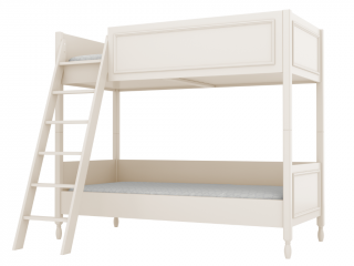 Dětská patrová postel MAXIME se dvěma lůžky 90x200 cm Zvolte barvu: Krémová, Zvolte stranu: Vlevo