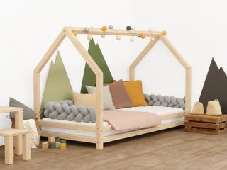 Dětská postel domeček FUNNY Zvolte barvu: Nelakovaná, Zvolte rozměr: 80 x 200 cm