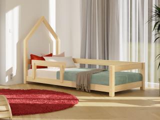 Dětská postel domeček POPPI s bočnicí Zvolte barvu: Transparentní vosková lazura matná, Zvolte rozměr: 90x190 cm, Zvolte stranu: Vpravo