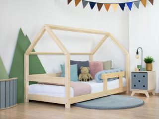 Dětská postel domeček TERY s bočnicí Zvolte barvu: Nelakovaná, Rozměr: 80x160 cm