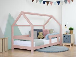 Dětská postel domeček TERY s bočnicí Zvolte barvu: Pastelově růžová, Rozměr: 80x160 cm