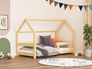 Dětská postel domeček TERY se zábranou Zvolte barvu: Nelakovaná, Zvolte rozměr: 80x180 cm, Zvolte zábranu: S jednou zábranou