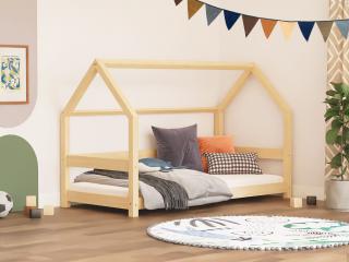 Dětská postel domeček TERY se zábranou Zvolte barvu: Světle modrá, Zvolte rozměr: 80x200 cm, Zvolte zábranu: S otevřeným vstupem