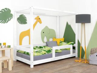 Dětská postel s nebesy a bočnicí BUNKY Zvolte barvu: Bílá, Zvolte rozměr: 80x160 cm