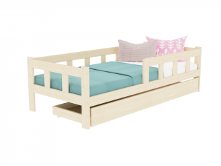 Dřevěná jednolůžková postel FENCE 4v1 se zábranou a úložným šuplíkem Zvolte barvu: Petrolejová, Zvolte rozměr: 90x190 cm, Zvolte zábranu: S jednou…