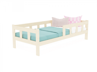 Dřevěná jednolůžková postel FENCE 4v1 se zábranou Zvolte barvu: Béžová, Zvolte rozměr: 80x200 cm, Zvolte zábranu: S jednou zábranou