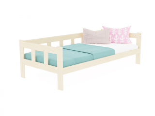 Dřevěná jednolůžková postel FENCE 4v1 se zábranou Zvolte barvu: Bílá, Zvolte rozměr: 90x180 cm, Zvolte zábranu: S otevřeným vstupem