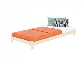 Dřevěná jednolůžková postel SIMPLY Zvolte barvu: Béžová, Zvolte rozměr: 140x200 cm