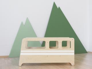 Dřevěná skládací učící věž AUTOBUS 5v1 s křídovou tabulí pro děti Zvolte barvu: Bílá samolepka