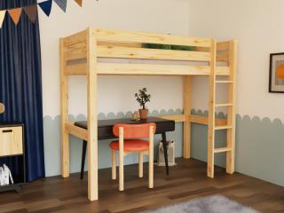 Dřevěná vyvýšená postel MAKALU pro děti 90x200 cm Zvolte barvu: Bílá