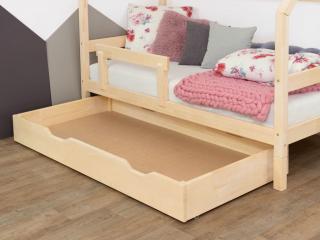 Dřevěný šuplík BUDDY na kolečkách se dvěma výřezy Zvolte barvu: Bílá, Zvolte rozměr: 90x180 cm (pod postel 90x200 cm), Zvolte variantu: S roštem a…
