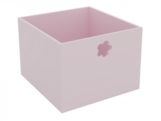 Dřevěný úložný box do regálu s květinovým výřezem BIBI růžový