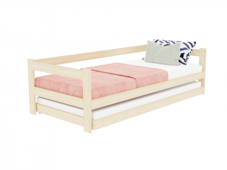 Jednolůžková postel ze dřeva SAFE 5v1 se zábranou a přistýlkou Zvolte barvu: Béžová, Zvolte rozměr: 90x180 cm, Zvolte zábranu: S otevřeným vstupem