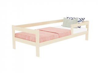 Jednolůžková postel ze dřeva SAFE 5v1 se zábranou Zvolte barvu: Pastelově růžová, Zvolte rozměr: 120x200 cm, Zvolte zábranu: S jednou zábranou