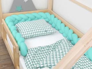 Mátový bavlněný mantinel do postele pletený do copu 200 cm (2 metry)